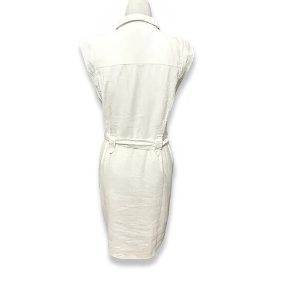 Halogen Utility Shirt Dress Mini Button Up Sleeveless Linen Blend White XS NWOT - Picture 5 of 10